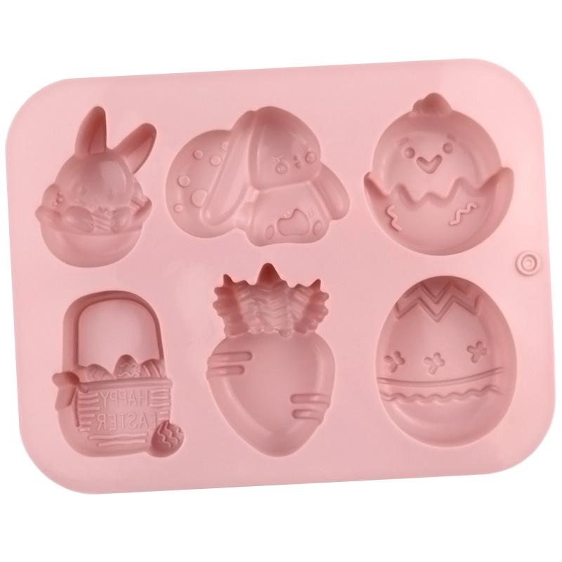 1/4Pcs Chocolate Candy Baking Tool Easter Bunny Egg Shaped Silicone Cake Cookies Mold For Easter Kids Birthday Party DIY Decor