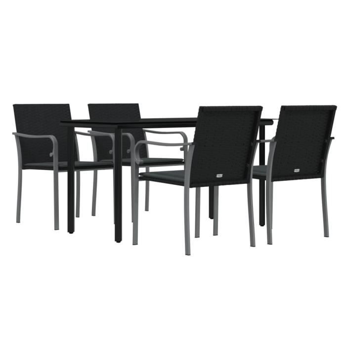 VidaXL Ensemble à manger de jardin 5 pcs coussins résine tressée acier 3186959