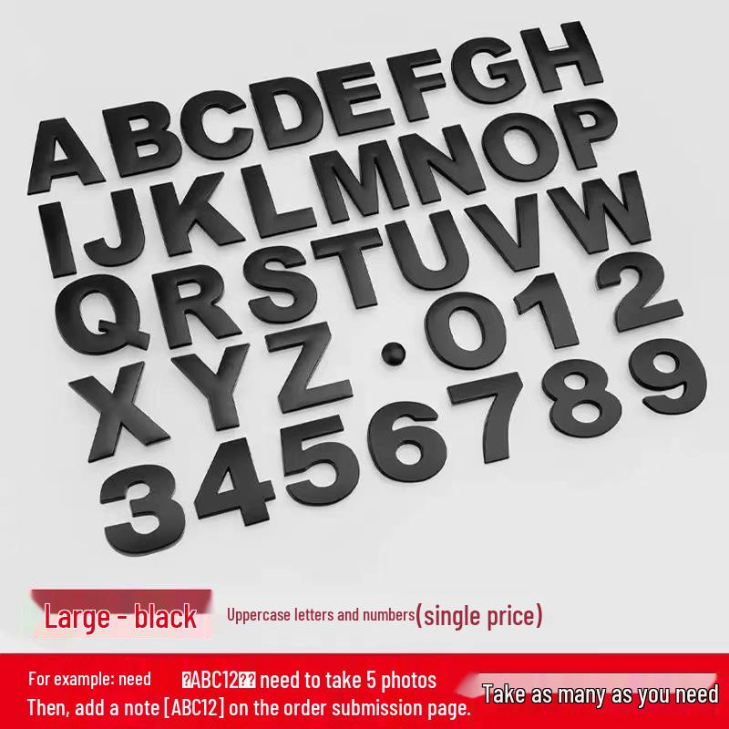 3D Stereo English Letters Metal Car Emblem with Number & Displacement Heart Decorative Sticker