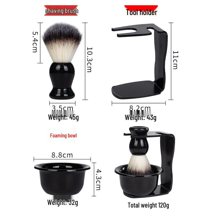 Men's Shaving Kit: Soft Bristle Brush, Soap Bowl, Razor Holder, Face Care Tool