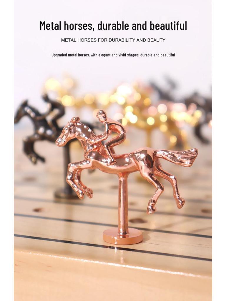 Solid Wood Horse Racing Board Game for Kids – Educational Wooden Toy