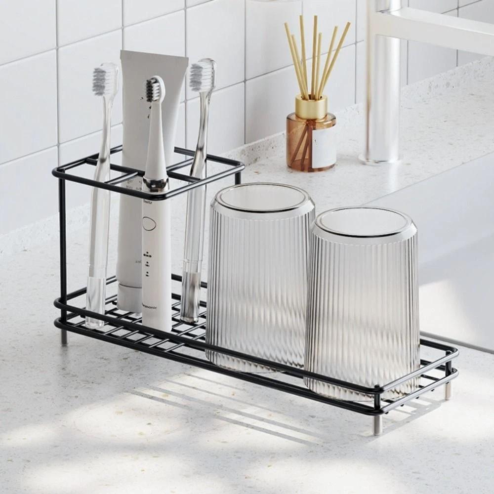 Non-Slip Toothbrush Holder Carbon Steel Electric Toothbrush Stand Toothpaste Shelf Bathroom