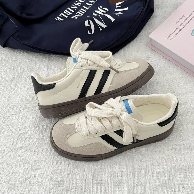 Damenschuhe Herbst 2025 im neuen Hong Kong-Stil, lässig, weiche Sohle, Schnürung, Damen-Sneakers, Wanderschuhe, Wohnungen, Zapatillas de Mujer
