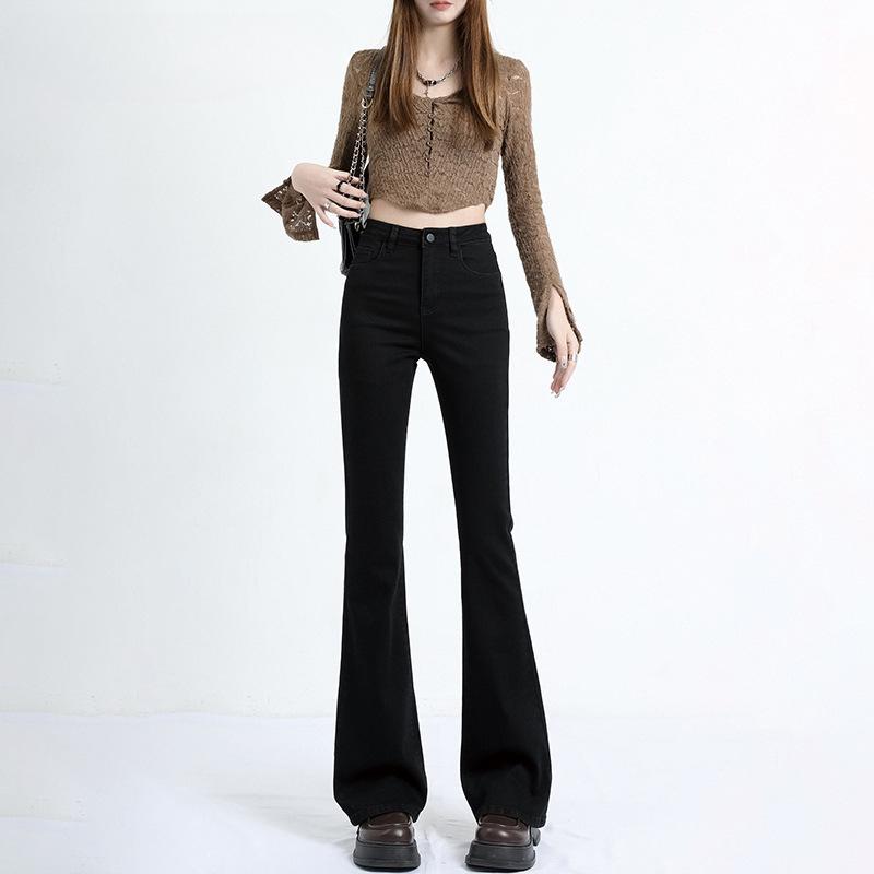Light-colored Slightly Pulled Jeans for Women's Autumn, Winter, Spring and Summer, New High-waisted and Thin Flared Horseshoe Pants