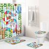 Christmas Shower Curtain Four-Piece Toilet Floor Mat Non-Slip Doormat Water Absorption And Dust-Proof Carpet