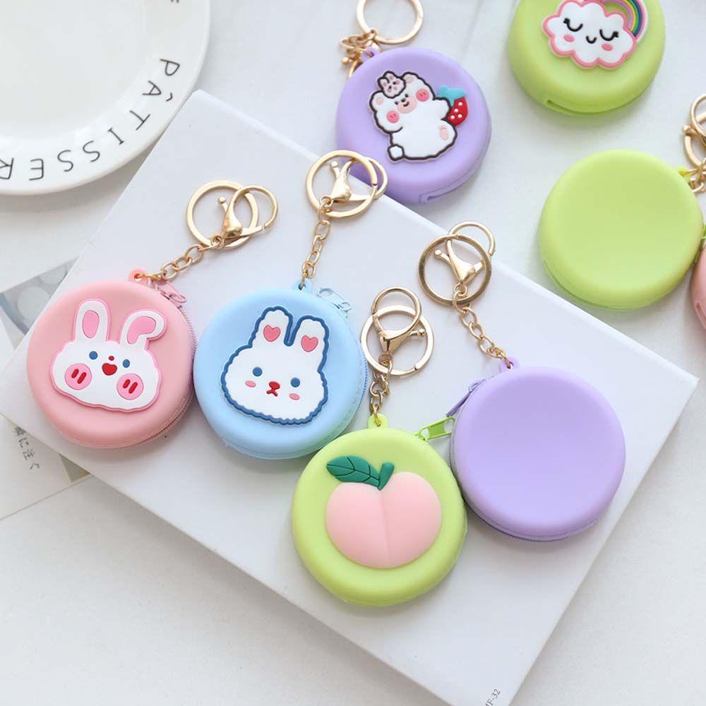Kid Gift Cartoon Round Silicone Headset Bag Wallet Change Pouch Bag Coin Purse