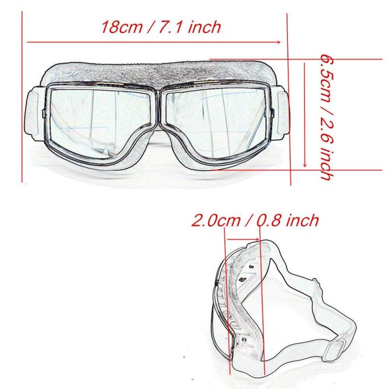 Leder Vintage Scooter Brille Pilot Ski Sonnenbrille Helm Brille