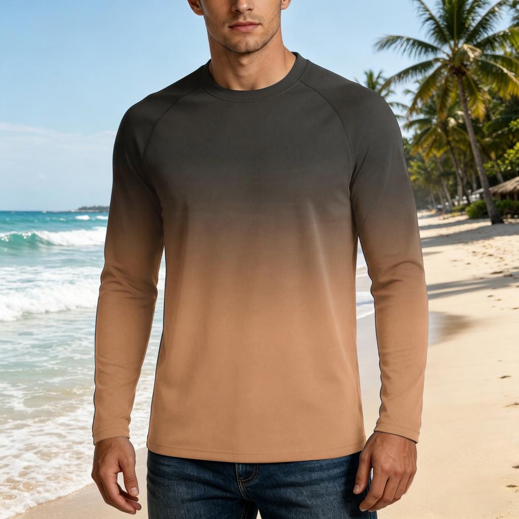 Men's Long Sleeve Outdoor Shirt UPF50 Plus Sun Protection Breathable Loose Fit Summer Casual Lightweight Quick Drying T-Shirt