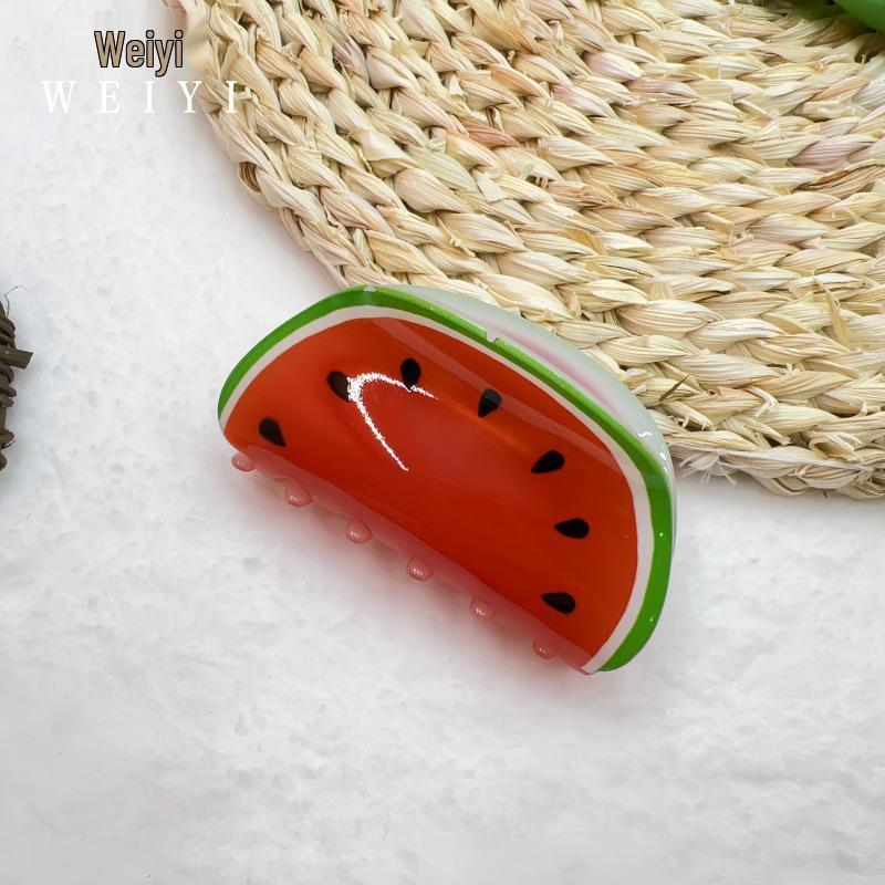 Korean-Style Cute Fruit Hairpin: Large Versatile Shark Clip for Creative Updo Headwear for Girls