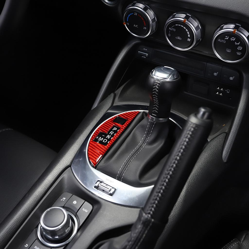Red Carbon Fiber Center Shift Gear Panel Sticker For Mazda MX-5 Miata 2016-23