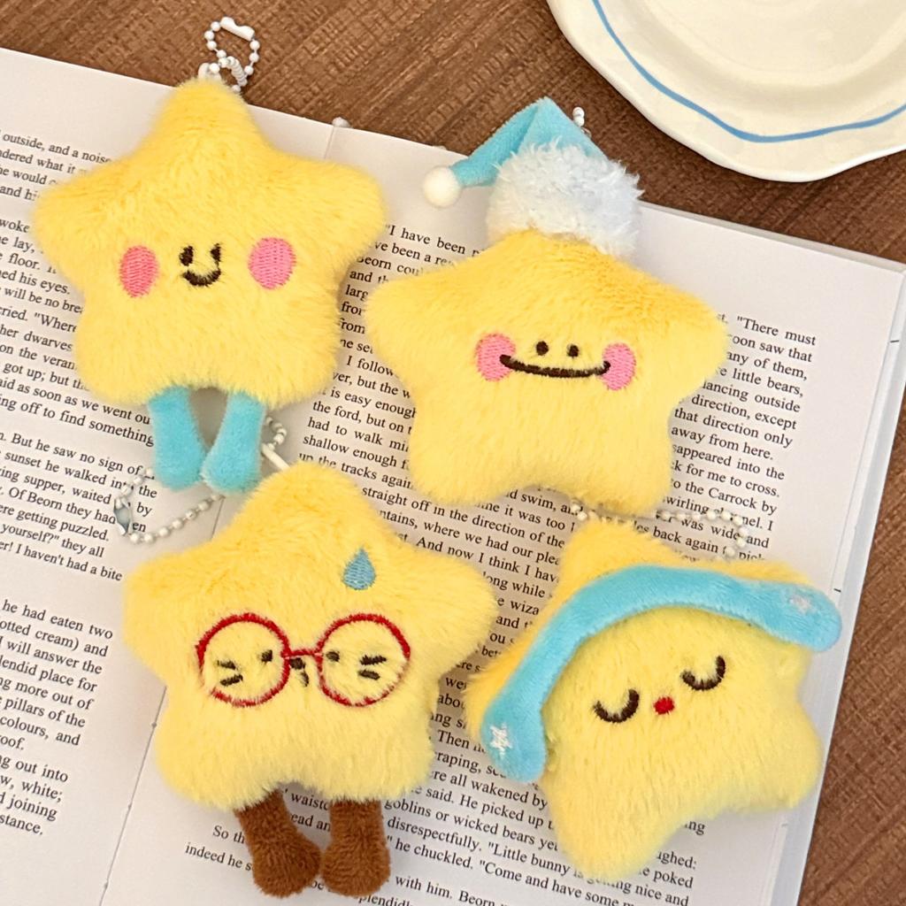 1/4 Pcs Cute Plush Star Doll Pendant Backpack Keychain Decorative Small Doll Pendant