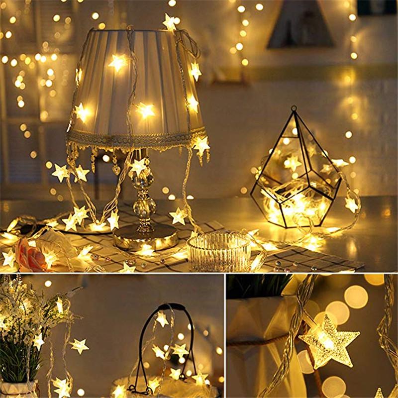 6M 40Led Lights Outdoor Star Light Strings Decoration String Christmas Tree Home Window Decor Holiday Lighting