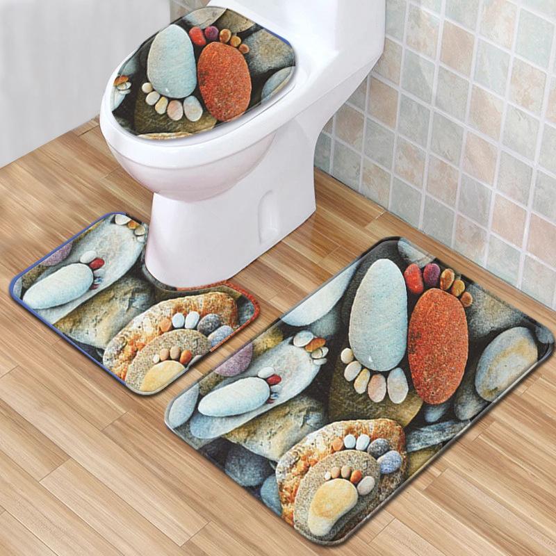 Creative Toilet Three-Piece Floor Mat Bathroom Three-Piece Carpet Doormat