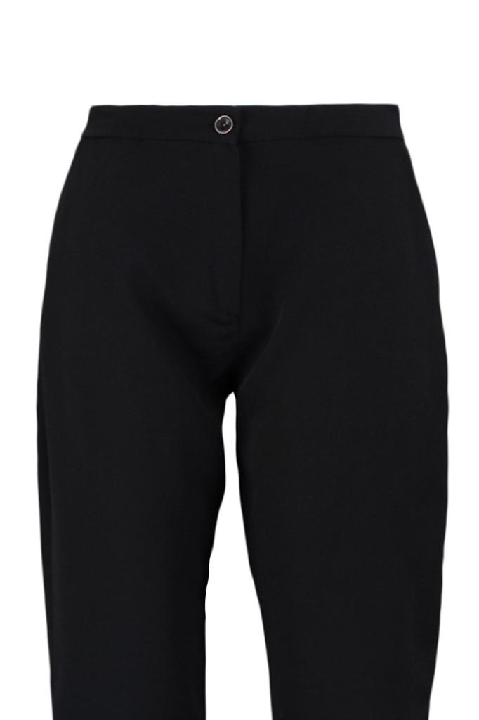 Damskie spodnie plus size z czarnej tkanej tkaniny