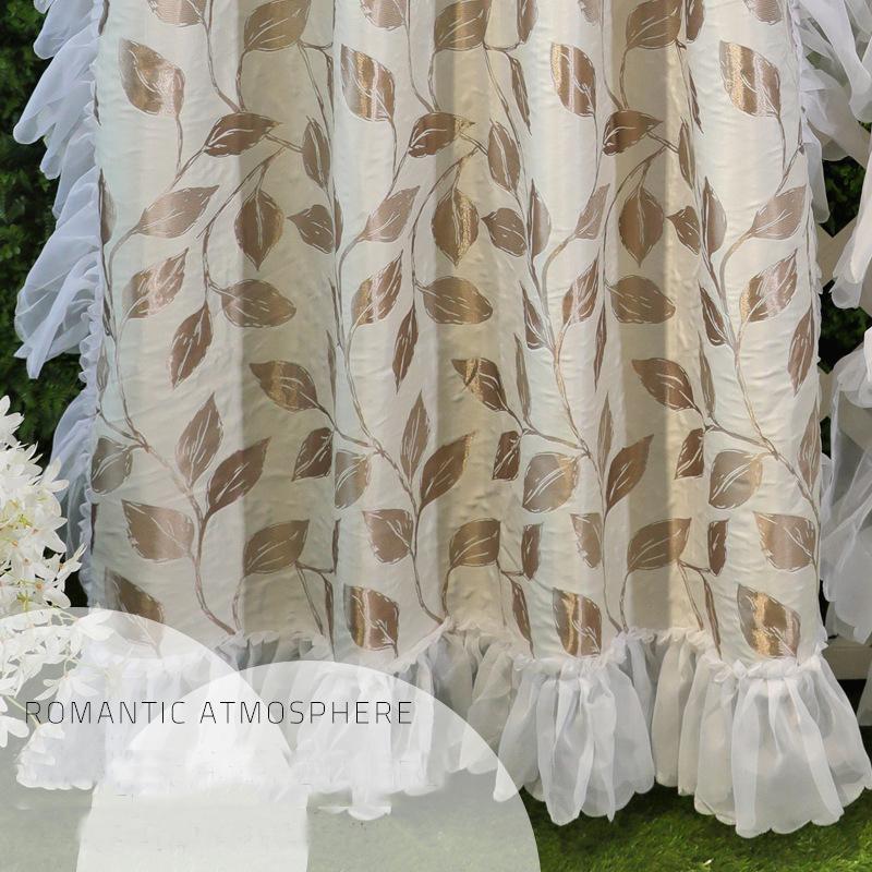 French Rococo Light Luxury Curtain Finished Semi-blackout Vintage Jacquard Princess Lace Hook Punch Bedroom Curtain