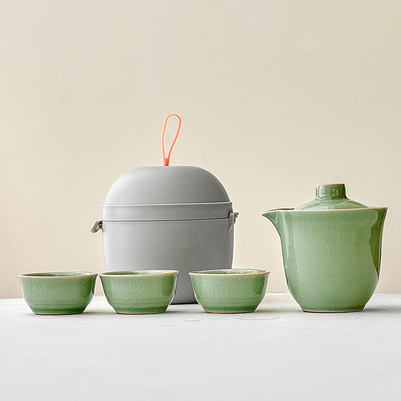 

1 Pot 3 Cups Ceramic Tea Sets Gifts Outdoor Camping Tea Making Equipment High-end Souvenirs and Souvenirs As Souvenirs