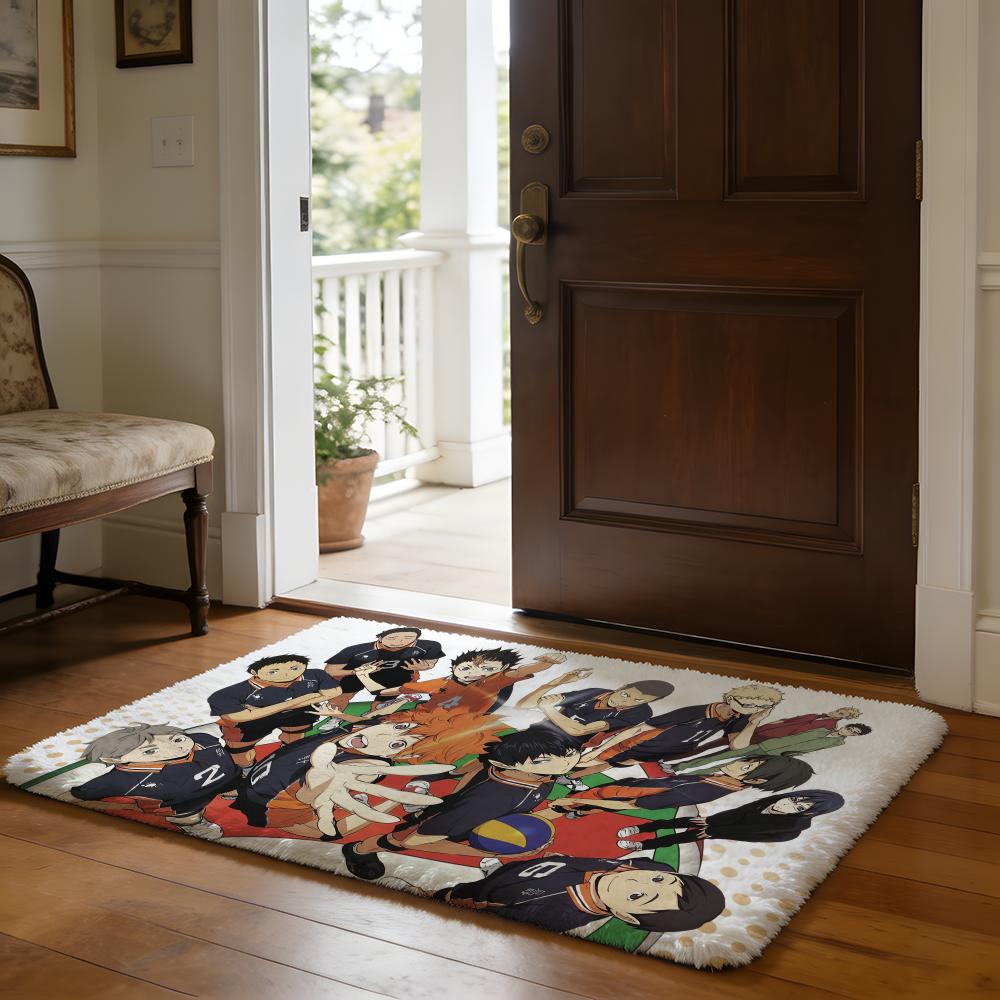 Hotblooded Anime HHaikyuu Floor Mat Soft Flannel Absorbent Mat Non-Slip Rug Home Bedroom Bathroom
