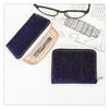 Trendy Yamagishi Denim and Leather Bellows Simple Bifold Wallet for Men and Women, Card Slots, Bill Compartment, Round Zipper, Kojima Denim, Gold