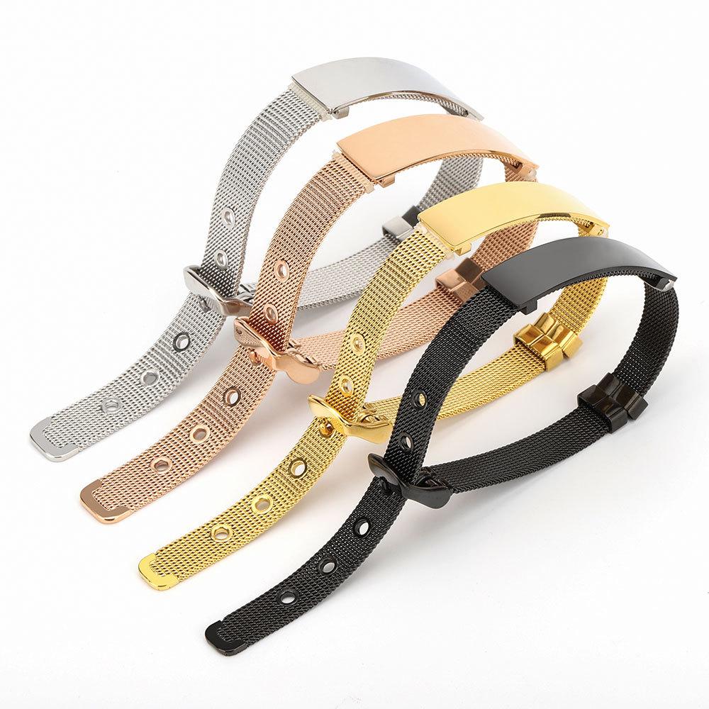 Stainless Steel Blank Bar Bracelet Custom Laser Engraved Nameplate Jewelry 18K PVD Gold Plated Waterproof for Men Women