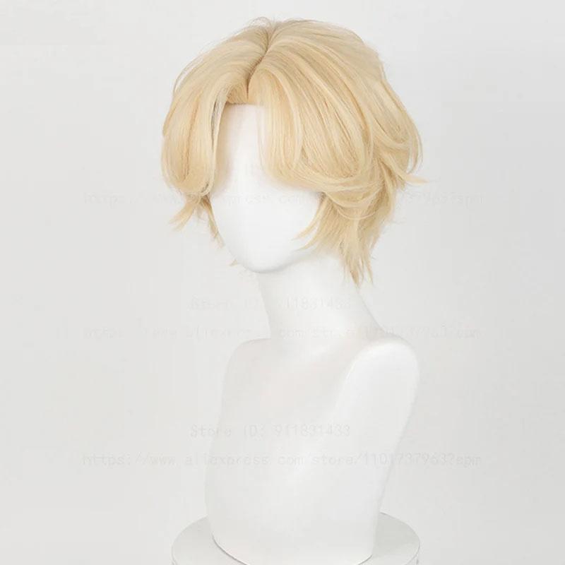 

Высококачественный парик для косплея Лука 30 см, короткий, молочно-золотистый, с термостойкими синтетическими волосами, парики для косплея в стиле аниме + шапочка для парика One Size