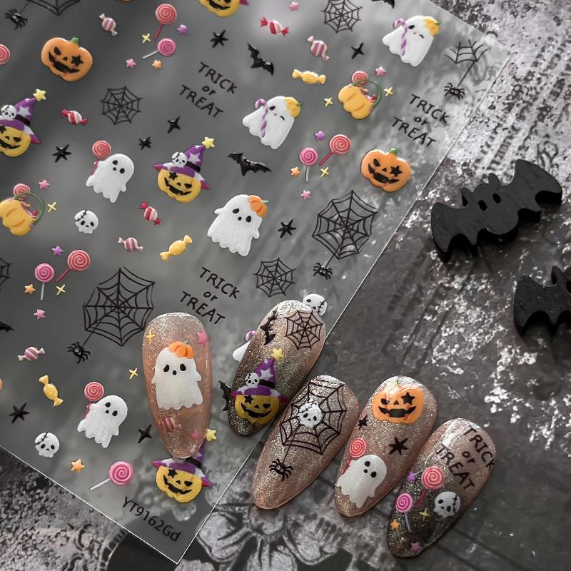 Halloween Gothic Ghost Nail Sticker Dark Style Ghost Witch Pumpkin Spooky Nail Art Decoration Stickers