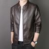 Men's leather jacket spring and autumn new trend stand-up collar leather jacket casual velvet PU leather jacket men's motorcycle leather jacket