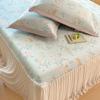 Princess Style A-class Lace Bed Skirt Cooling Mat Three Piece Set, Cool Feeling Ice Bean Bed Skirt Ice Silk Mat Three Piece Set