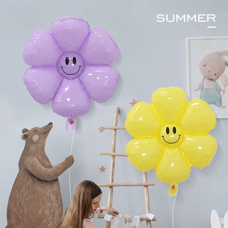 Flower Film Balloons, Daisy Balloons, Flower, Macaron Colors (5 Colors), Set of 10