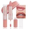 Damen Dual-Tip Lippenfarbe, Feuchtigkeitsspendendes Schimmer-Finish, Langanhaltender, Nicht Klebriger Flüssig-Lippstift, 2-in-1 Make-up Essential