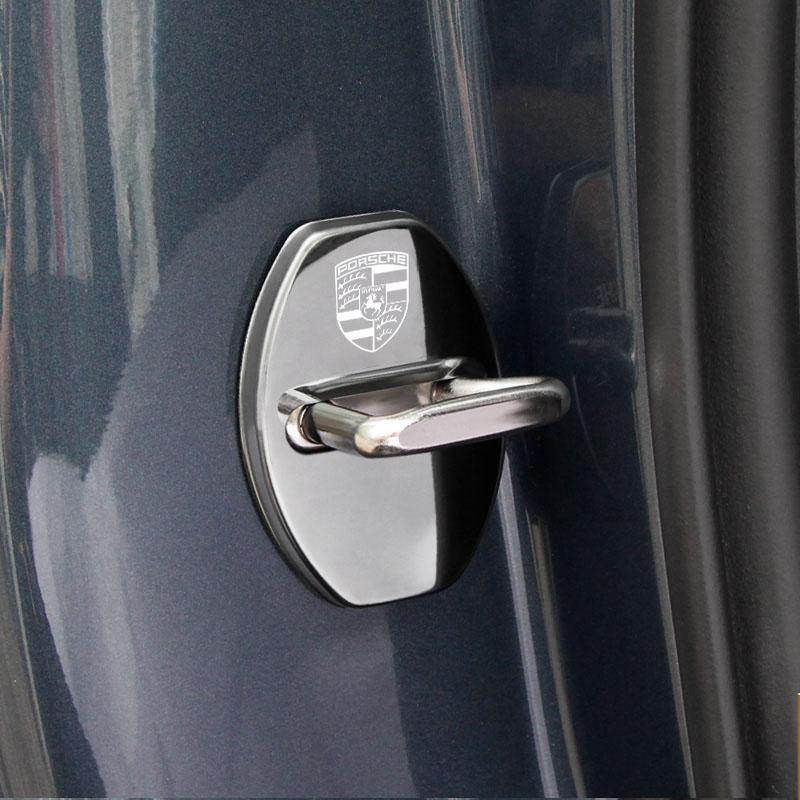 4Pcs 3D Car Door Lock Cover Accessories For Porsche Panamera Taycan 911 718 Macan Cayenne Boxster Cayman 918 Pajun