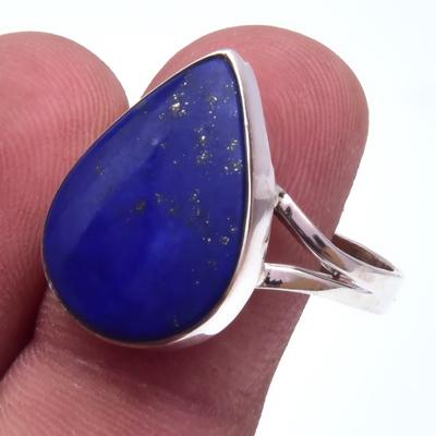 Natural Lapis Lazuli Gemstone Handmade 925 Sterling Silver Gift Ring S.10 Y0U56
