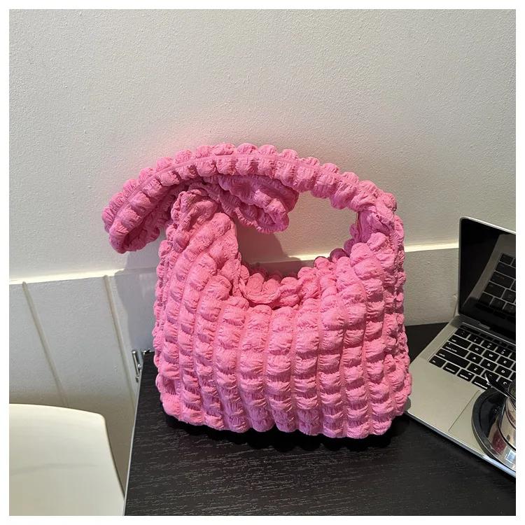 

Сумка через плечо с плиссированным дизайном, клетчатая сумка на плечо с вышивкой, сумки подмышки, простые стеганые сумки-тоут большой вместимости для женщин