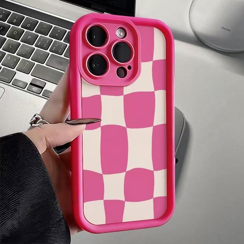 Color-blocked Plaid Case for Apple iPhone 15, 14 Pro, 16 Pro, 17 Pro, Full Coverage, 13mm Drop Protection