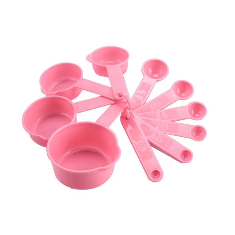 10-Piece Pink & White Plastic Measuring Spoon Set for Baking