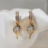 1 Pair Fashion Bow with Water Drops Zirconia Dangle  Earrings for Women Golden Earring Jewelry Party Accessories