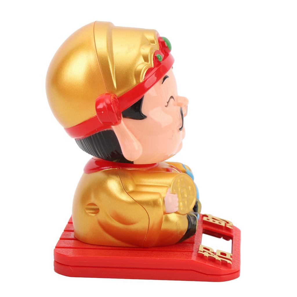 Cai Shen Statue Light Sensing Automatic Nodding Cai Shen Figurine for Office Car Dashboard Hotel