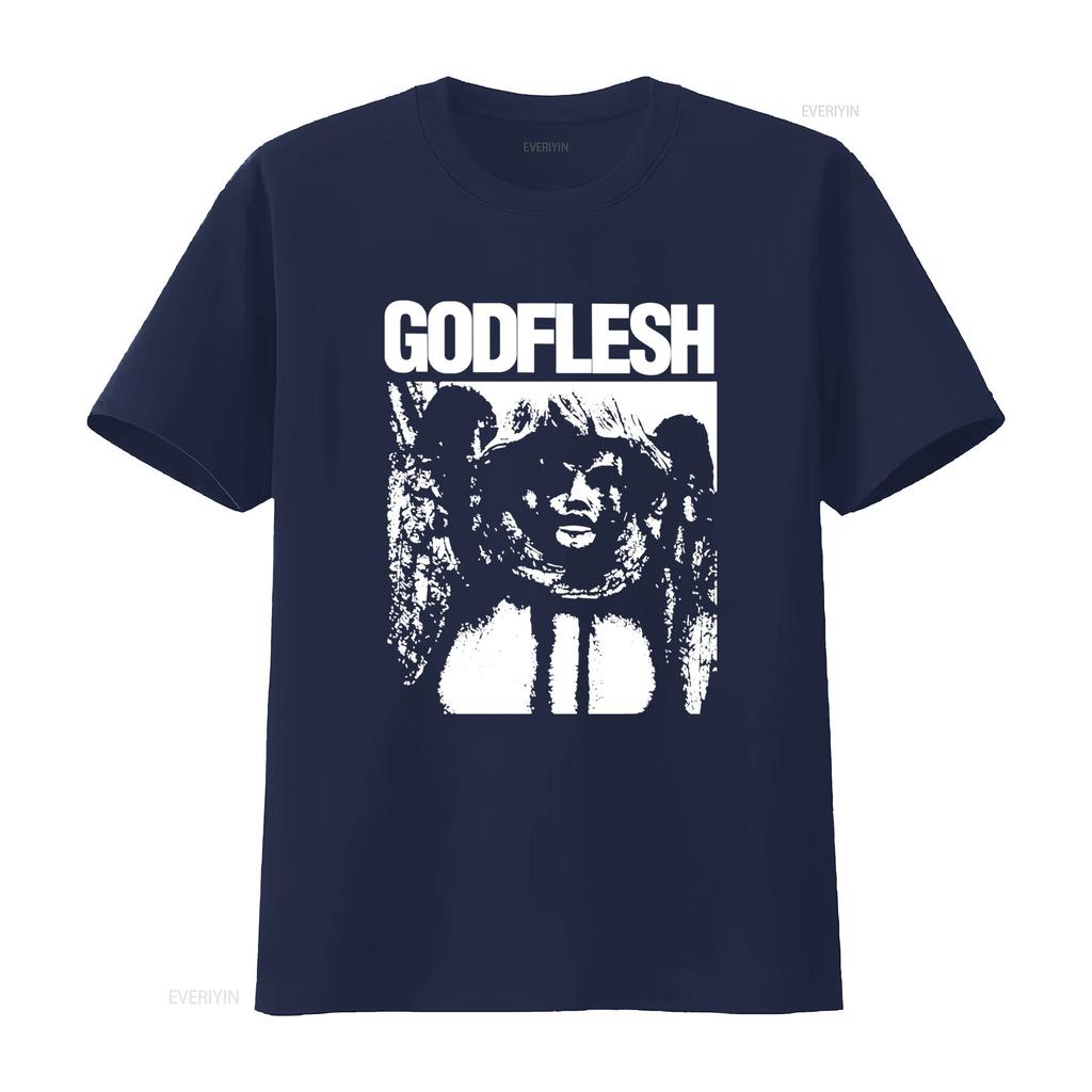 Gothic Streetwear Godflesh Industrial Metal Band Schwarz Weiß Print Lässiges T-Shirt vintage Gewaschen Weich Bequem Grafik