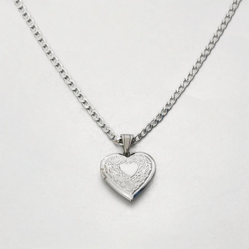 Romantic Heart Locket Pendants Female Gold Silver Color Stainless Steel Memorial Necklace For Women Jewelry Valentine Gift