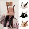 Curved Brim Dog Ear Baseball Cap Soft Fluffy Ear Cap Kawaii Faux Fur Hat  For Women