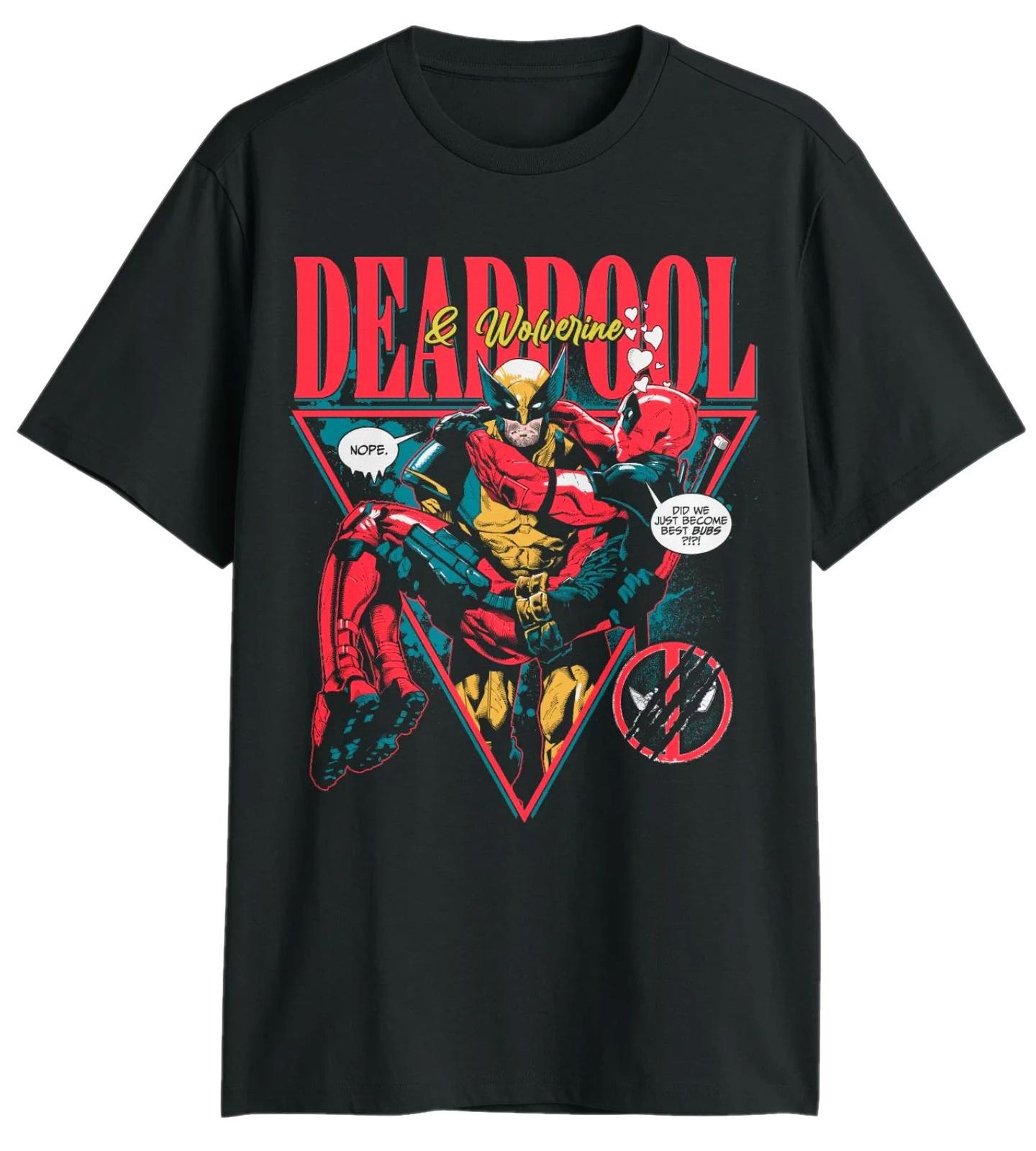 Deadpool Wolverine Mens T-shirt Best Buds Triangle Wolvy Holds Deadpool XXL