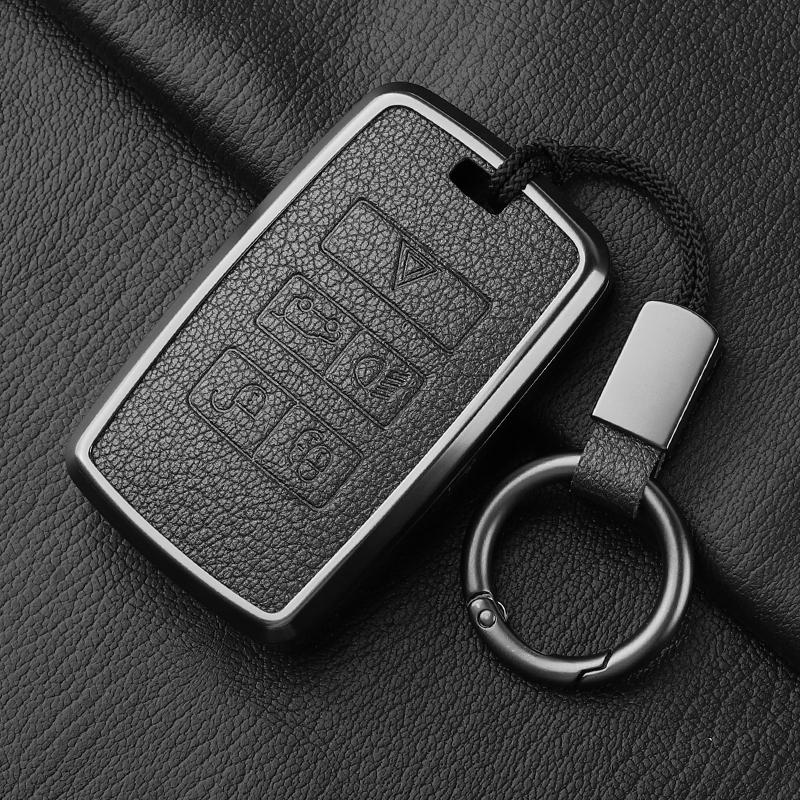 Metal and Leather Car Key Case Cover For Land Rover Range Rover Discovery Evoque Sport Velar Key Protection Shell Accessories