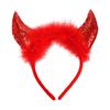 Adult Sequins Devil Horn Shape Headband Woman SPA Hair Hoop Makeup Halloween Taking Photos Christmas Party Headpiece  Red