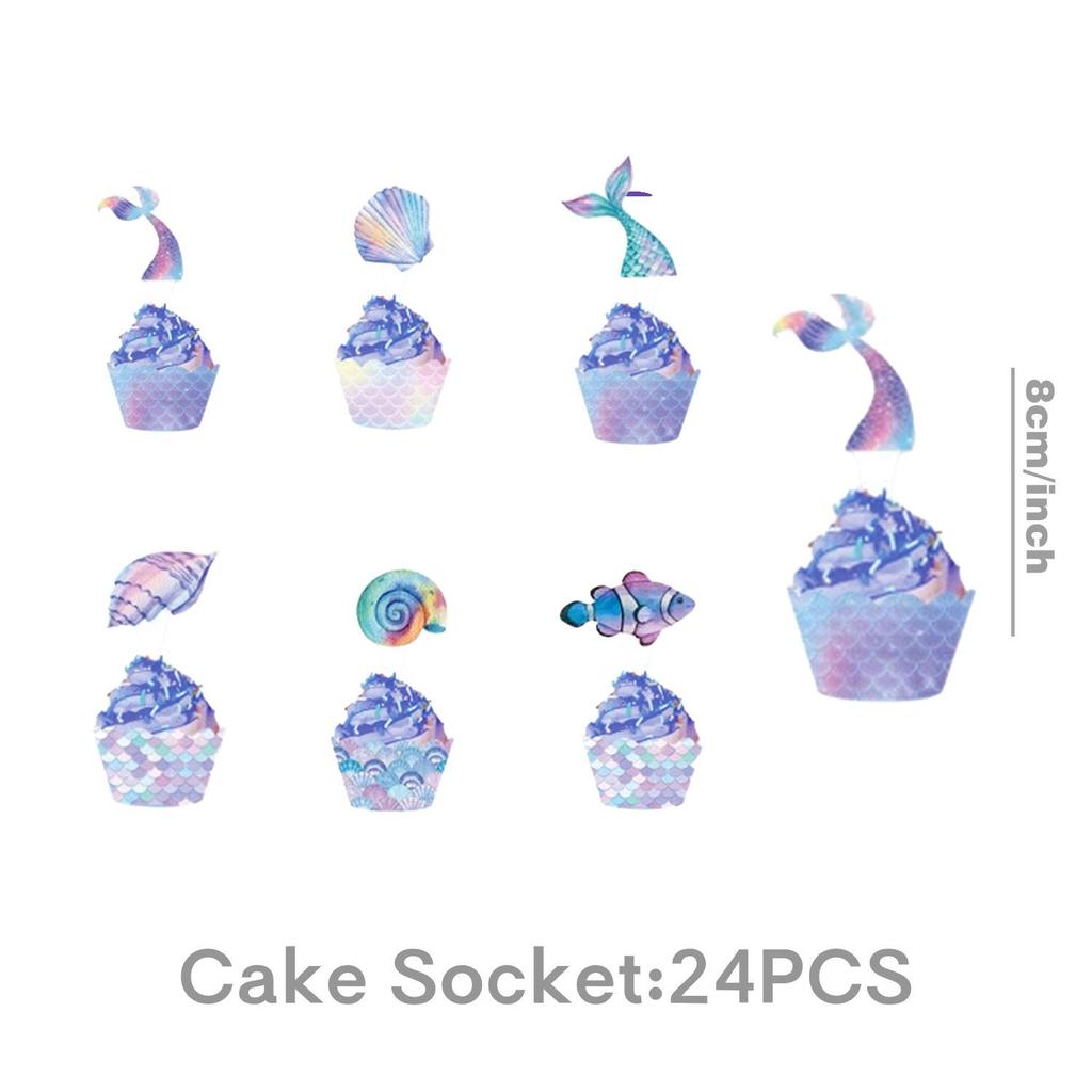 Mermaid Theme Children's Birthday Party Supplies: Cartoon Plates & Disposable Tablecloth