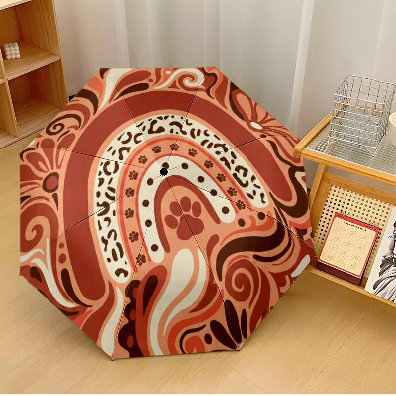 Colorful rainbow Printed umbrella windproof folding umbrella portable sun and rain umbrella suitable for gifting