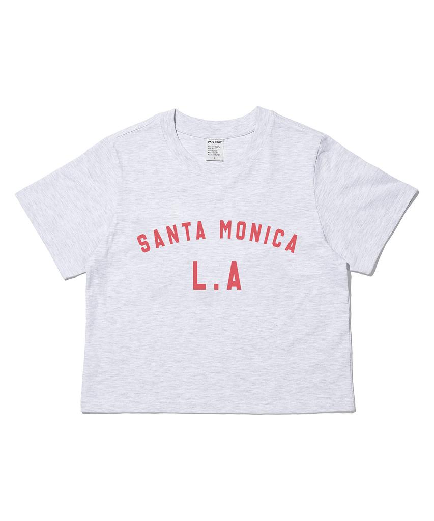 PAPERBOY Crop Santa Monica Short Sleeve T-Shirt - White