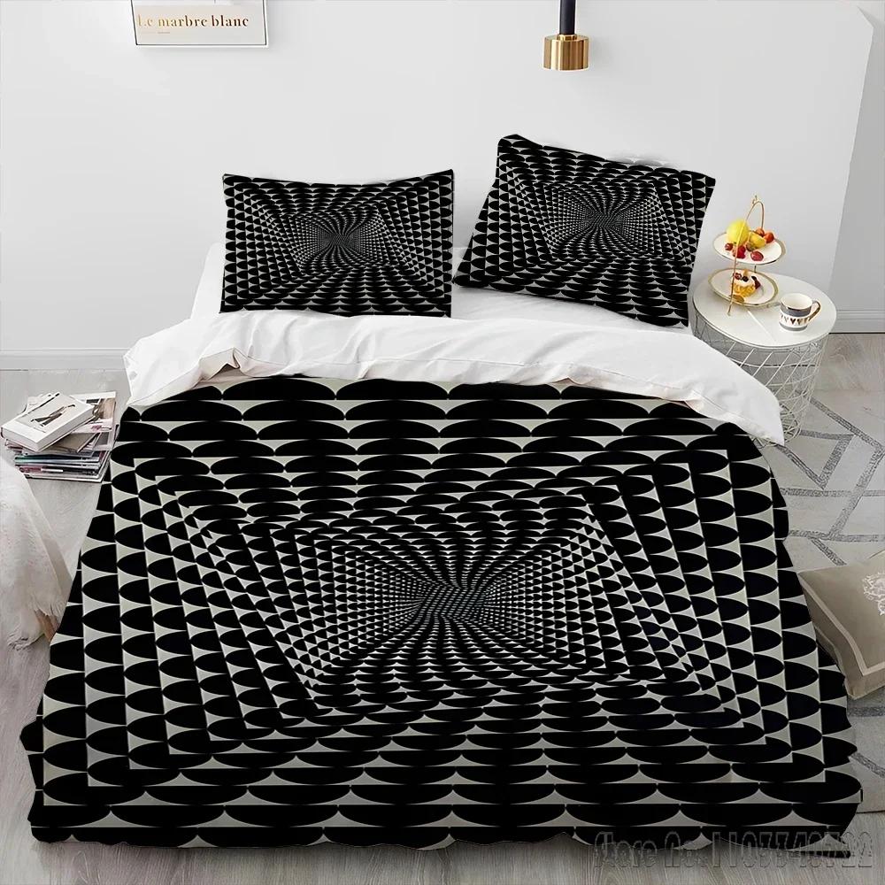 3D Visual Illusion Geometric Duvet Cover Set HD Comforter Cover for Kids Bedding Sets Bedclothes Bedroom Decor