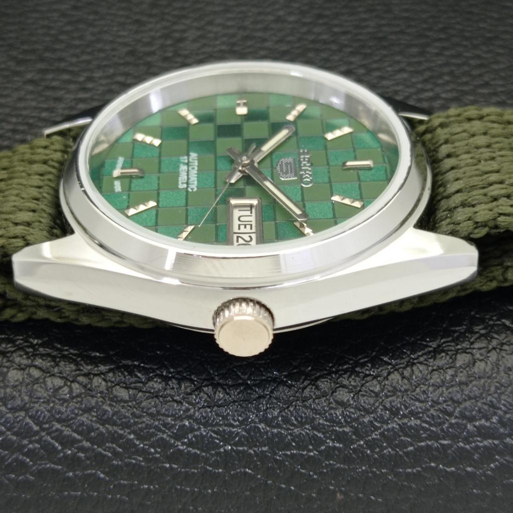 REFURBISHED SEIKO 5 AUTOMATIC MENS WATCH JAPAN MADE GREEN DIAL CUSTOM A440093-2 QV90-a440093