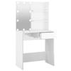 Makeup Table with LED Lights High Gloss White 74.5 x 40 x 141 cm