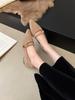 2025 Autumn and Winter New European and American Suede Camellia Pointed Thick Sole Inner One-word Buckle Single Shoes