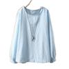 Cotton Linen Long Sleeve Shirt For Women With Round Neck And Relaxed Fit